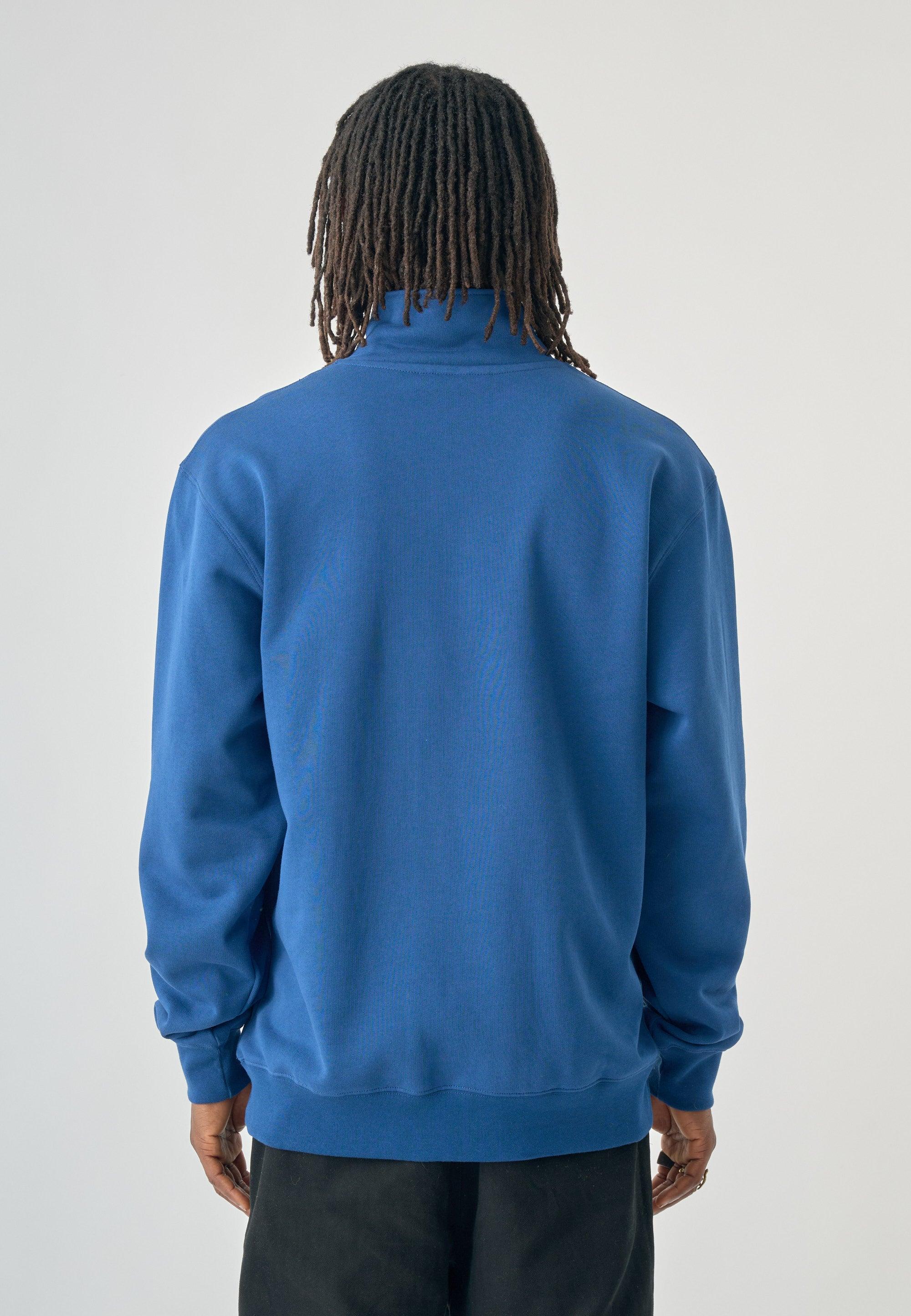 Cleptomanicx Estate Blue Ligull Classic Quarter Zip Pullover Herren blau 